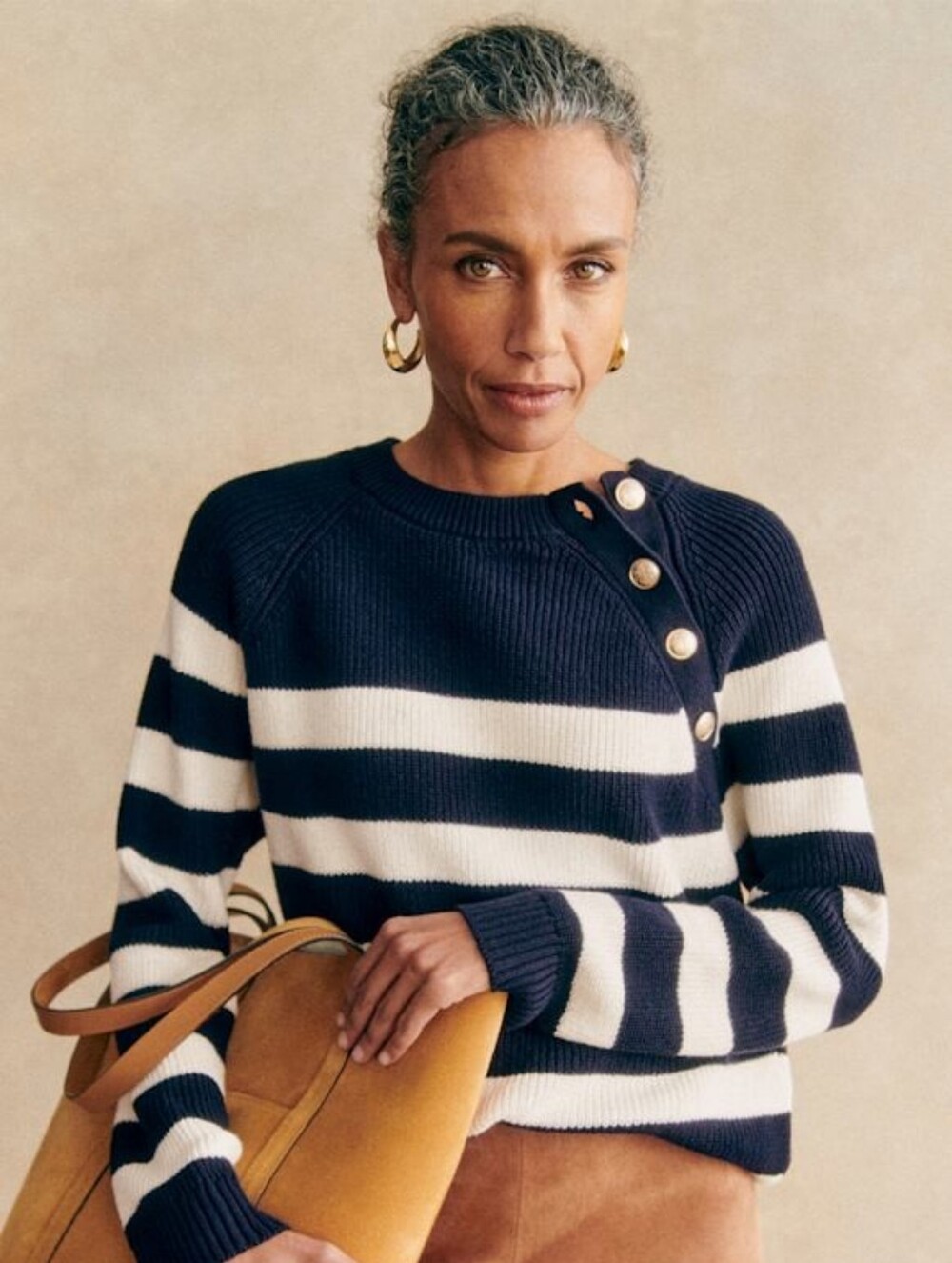 *NWT* [Sezane] Gary Jumper Jn Navy/Ecru, Size M, Organic Cotton, Sweater